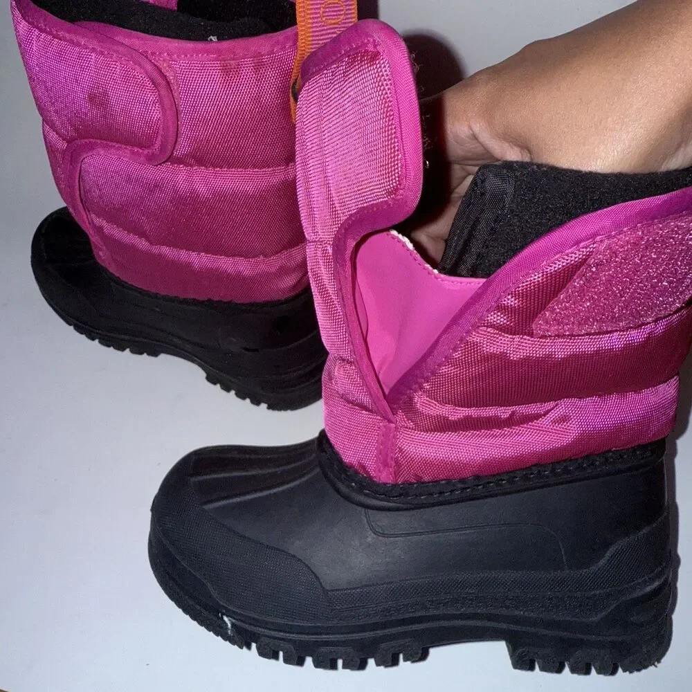 Polo Ralph Lauren Black & Pink Hamilten II EZ Girls Snow Boots Size 10